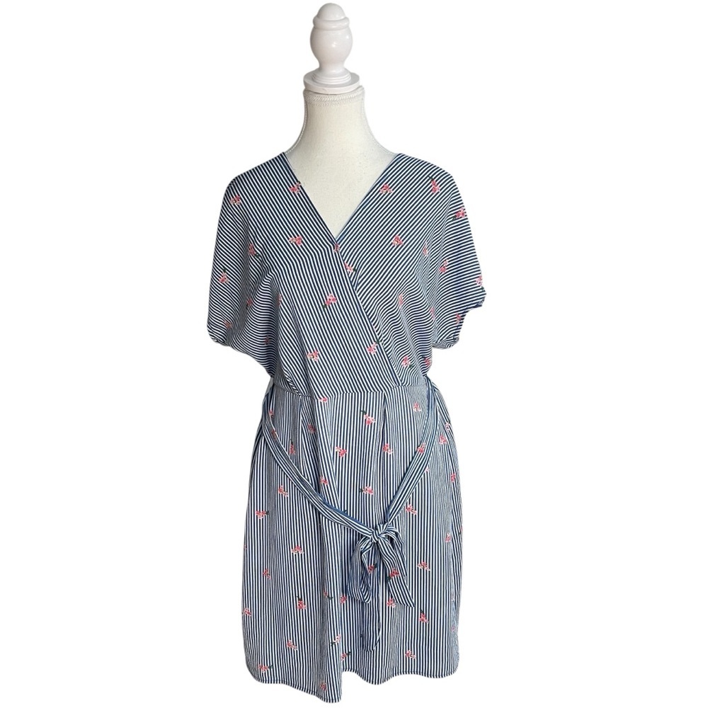 Bobeau Striped Mini Dress Navy White